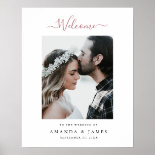 Poster Boas-vindas ao casamento de fotos Douradas do Rosa