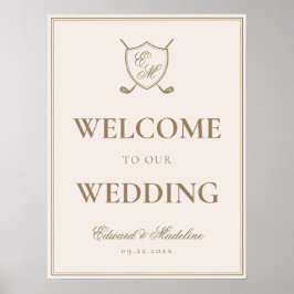 Poster Boas-vindas ao Casamento de Golfe do Monograma do 