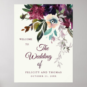 Poster Boas-vindas ao casamento de marfim floral romântic