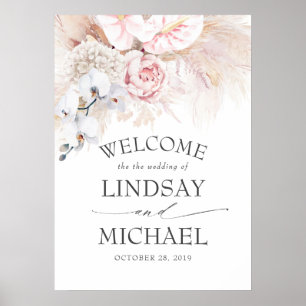 Poster Boas-vindas ao Casamento de Pampas Grass e Anthuri