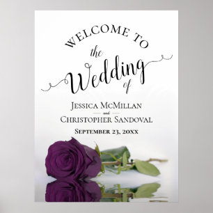 Poster Boas-vindas ao Casamento de Rosa de Roxo de ameixa