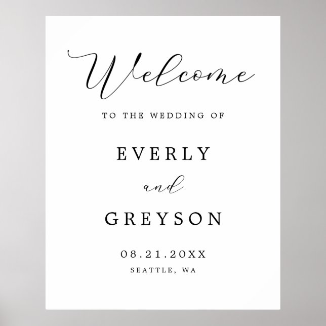 Poster Boas-vindas ao Casamento de Script Minimalista Mod (Frente)