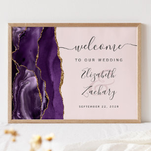 Poster Boas-vindas ao casamento do Dourado Script Agate P