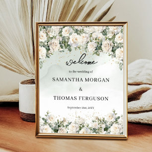 Poster Boas-vindas ao casamento do Elegante White Roses G