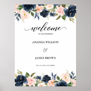 Poster Boas-vindas ao Casamento do Flor do Marinho Blush