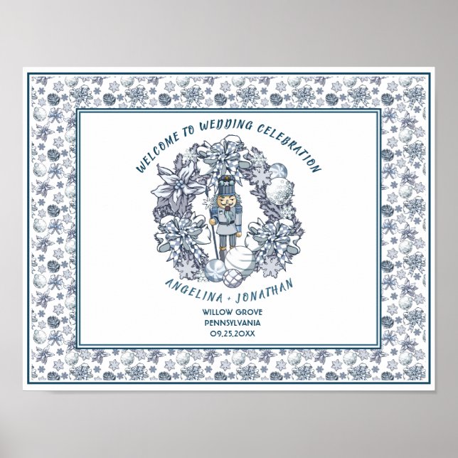 Poster Boas-vindas ao Casamento do Invólucro Noz de Natal (Frente)