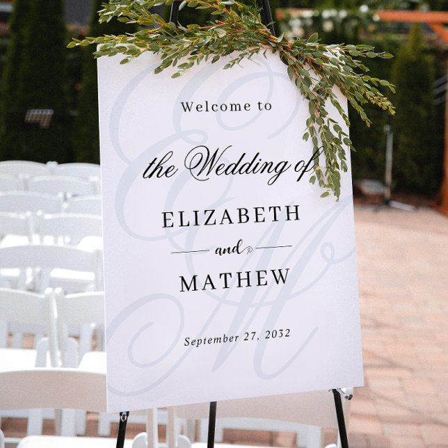 Poster Boas-vindas ao Casamento do Monograma Azul Dusty d (Criador carregado)