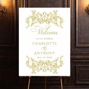 Poster Boas-vindas ao casamento Dourado com a Frame Flora
