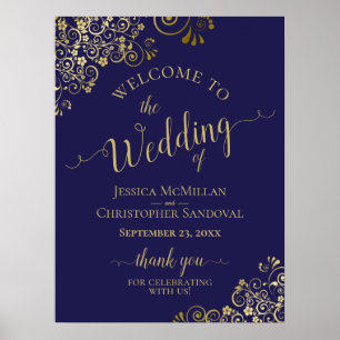 Poster Boas-vindas ao Casamento Elegante Azul Marinho
