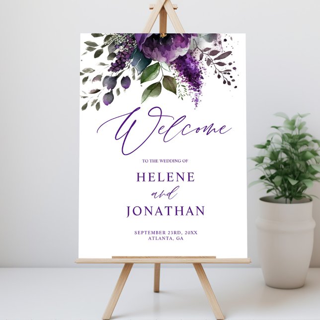 Poster Boas-vindas ao Casamento Elegante Moderno Botânico (Botanical Modern Elegant Wedding Welcome Poster)