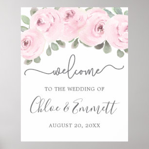 Poster Boas-vindas ao Casamento Eucalyptus Rosa Rosa Rosa
