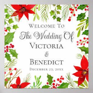 Poster Boas-vindas ao Casamento Festivo de Natal