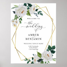 Poster Boas-vindas ao casamento Floral da Ivory Emerald F