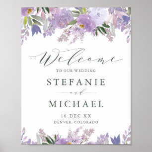 Poster Boas-vindas ao Casamento Floral da primavera de Pú