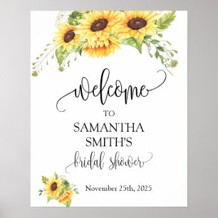 Poster Boas-vindas ao casamento floral de girassol chá de