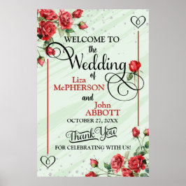 Poster Boas-vindas ao Casamento Floral do bonito Rosa ver