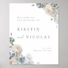Poster Boas-vindas ao Casamento Floral do Jardim Azul Dus