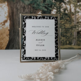 Poster Boas-vindas ao Casamento Floral do Script Elegante