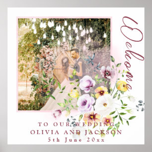 Poster Boas-vindas ao Casamento Floral Purple da Lavanda