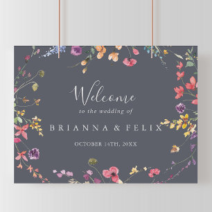 Poster Boas-vindas ao Casamento Floral Selvagem Clássico