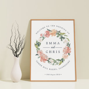 Poster Boas-vindas ao casamento Floral Wreath MidSummer