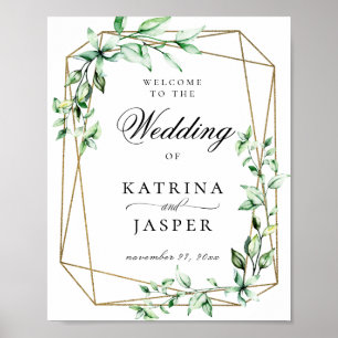 Poster Boas-vindas ao Casamento Geométrico Dourado Greene