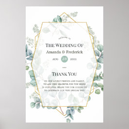 Poster Boas-vindas ao Casamento Geométrico Eucalyptus Wat