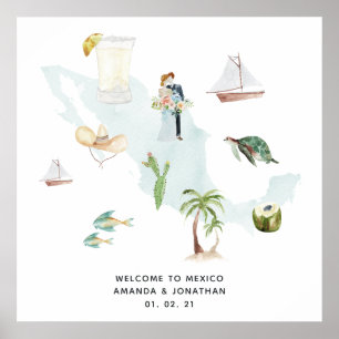 Poster Boas-vindas ao casamento mexicano