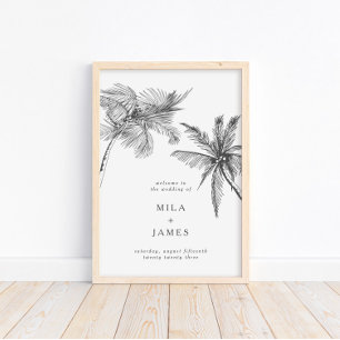 Poster Boas-vindas ao Casamento Minimalista Tropical Mode