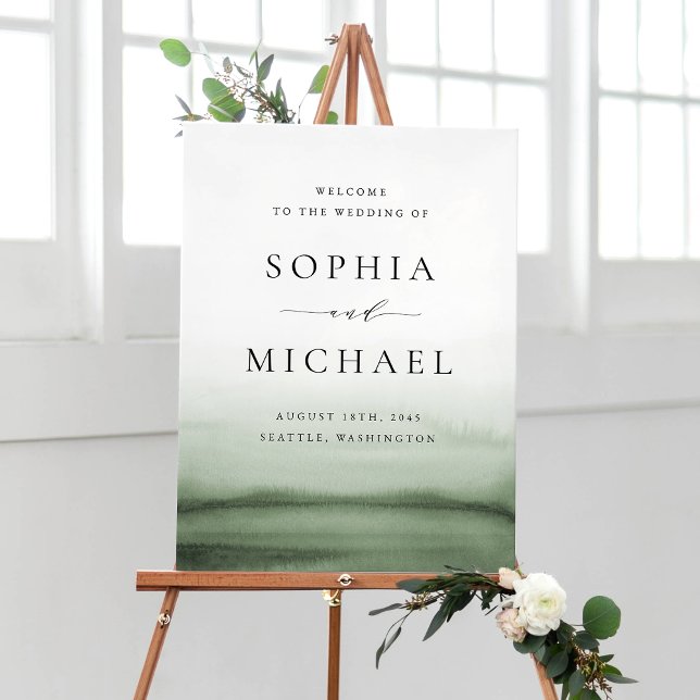 Poster Boas-vindas ao Casamento Moderno do Ombre Verde Wa (Criador carregado)