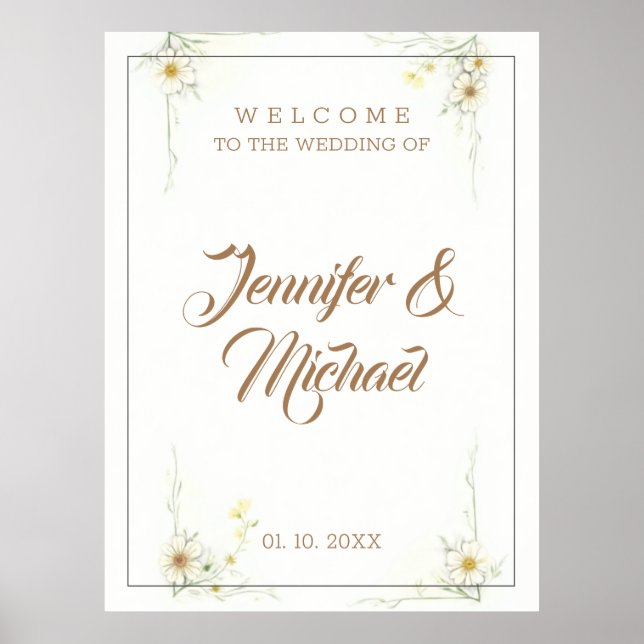 Poster Boas-vindas ao Casamento Moderno Minimalista (Frente)
