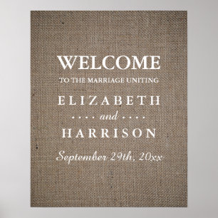 Poster Boas-vindas ao Casamento Rustic Burlap