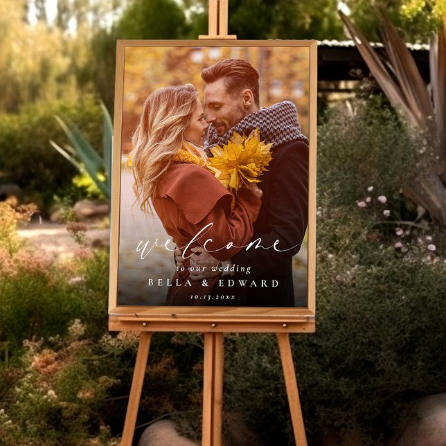 Poster Boas-vindas ao casamento simples da foto moderna E (Criador carregado)
