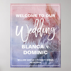 Póster Boas-vindas ao Casamento Solar Tropical