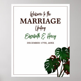 Poster Boas-vindas ao Casamento Tropical de Monstera Beac