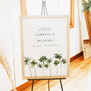 Poster Boas-vindas ao Casamento Tropical de Palma Minimal