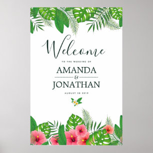 Póster Boas-vindas ao Casamento tropical de Watercolor