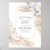 Boas-vindas ao Casamento Tropical Pampas Grass Whi