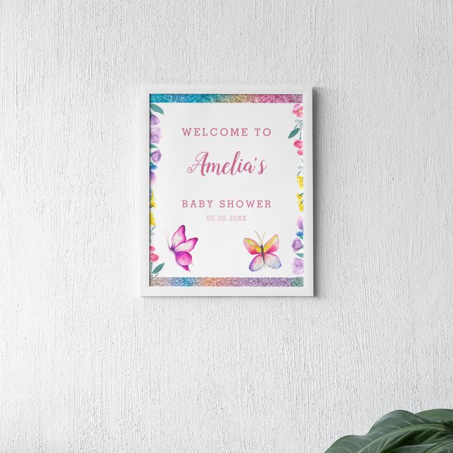 Poster Boas-vindas ao Chá de Bebê Borboleta Fofa (Criador carregado)