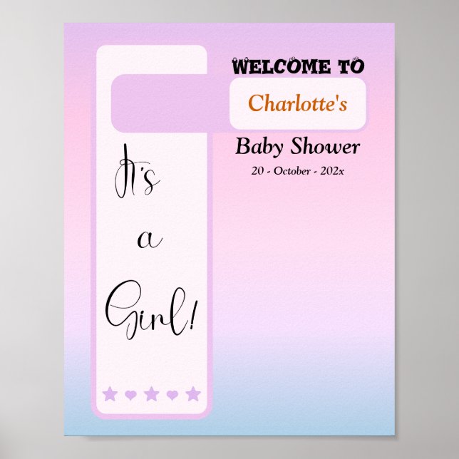 Poster Boas-vindas ao Chá de Bebê com Olhinho Fofo Gradie (Frente)