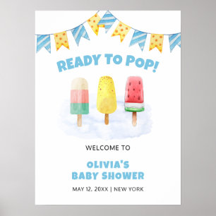 Poster Boas-vindas ao Chá de Bebê com Sorvete de Picolé D