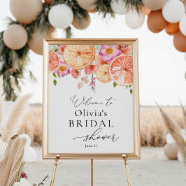 Poster Boas-vindas ao Chá de Bebê de Flores Brilhantes e 