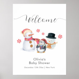 Poster Boas-vindas ao Chá de Bebê do Boneco de Neve de Pi