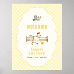 Poster Boas-vindas ao Chá de Bebê do Fazendinha de Xadrez