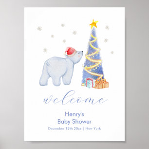 Poster Boas-vindas ao Chá de Bebê do Papai Noel de Invern