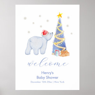 Poster Boas-vindas ao Chá de Bebê do Papai Noel de Invern