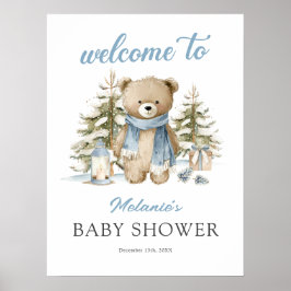 Poster Boas-vindas ao Chá de Bebê do Ursinho de Natal