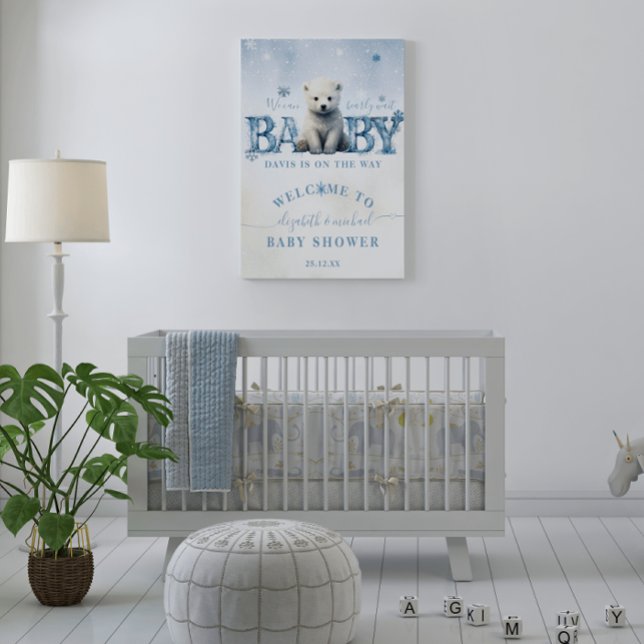 Poster Boas-vindas ao Chá de Bebê do Urso Moderno de Inve (Criador carregado)