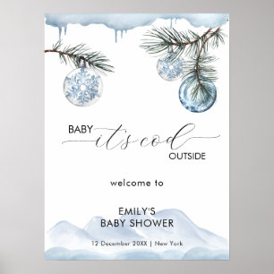 Poster Boas-vindas ao Chá de Bebê Floco de Neve da Montan