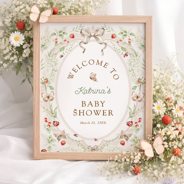 Poster Boas-vindas ao Chá de Bebê Floral Borboleta  (Criador carregado)